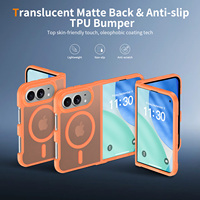 Coque de protection pliable tendance orange mate au toucher doux pour iPhone Duo, antichoc, personnalisable, compatible avec la charge sans fil magnétique