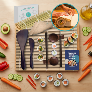 Kit de fabrication de sushis pour la maison Le tissu à thé en bois de qualité supérieure est une expérience de kit de <span class=keywords><strong>sushi</strong></span> à domicile pour débutant - Product Image 1