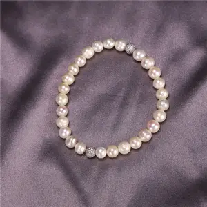 Prezzo basso e di alta qualità braccialetto di perle d'acqua dolce festa della mamma regalo alla moda atmosfera braccialetto gioielli in argento 27