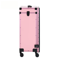 Boîte de présentation pour stand de rue avec miroir LED, portable, sur roulettes, table de manucure pliable avec 3 tiroirs