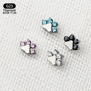 Pendientes de Titanio G23 Vintage para Boda, Piercing <span class=keywords><strong>en</strong></span> <span class=keywords><strong>Espiral</strong></span>, Chapado <span class=keywords><strong>en</strong></span> Oro, Joyería para Piercing Corporal, Diseño de Huella de Gato con Circonita, Externo - Product Image 4