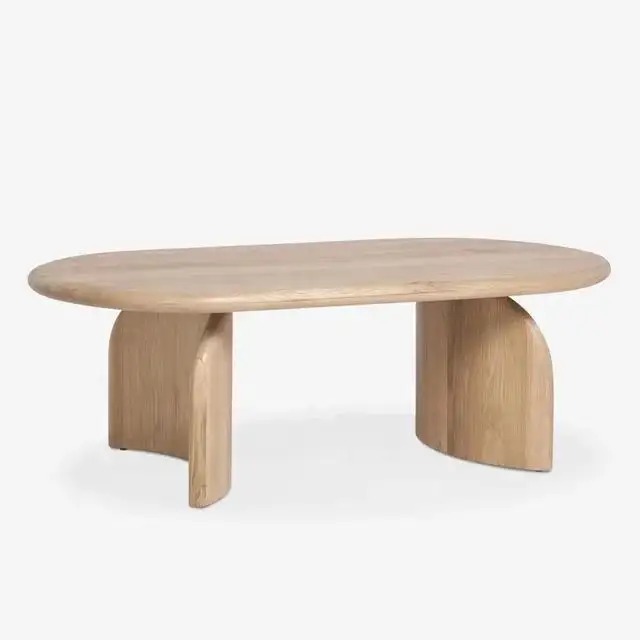 Современная мебель для гостиной дизайнер середины века Современный овальный журнальный столик из массива дерева дуба