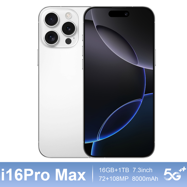 I16 Pro Max 5G Smartphone Deca Core Snapdragon 800 Series 108MP Camera HD 120Hz >7" Display 8000mAh+ 65W Quick Charge Unlocked