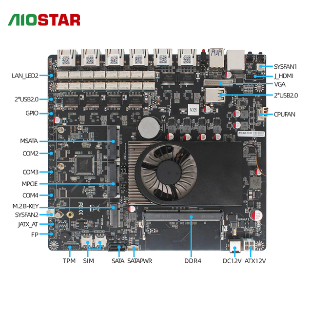 Network Security Motherboard Intel N100/N150/N305 CPUs Mini-ITX Form Factor 16GB DDR4 RAM-Intelligent Monitoring Security