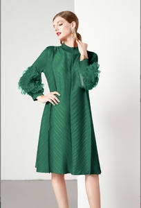 Robe mi-longue ample surdimensionnée plissée à la mode pour femmes - Product Image 2