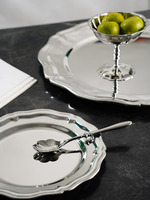304 RVS ronde Russische bordenstel voor pasta, dessert & fruit met elegant Frans kantdesign