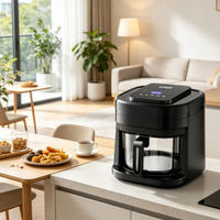 Friteuse à air chaud de comptoir 5L, commande tactile intelligente, circulation d'air chaud à 360°, cuisson à faible teneur en huile, appareil de cuisson de cuisine