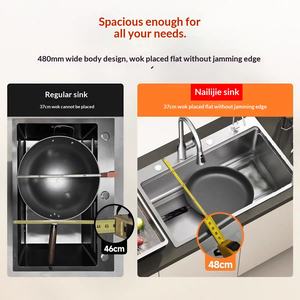 Évier de cuisine intégré, grand bac unique <span class=keywords><strong>rectangulaire</strong></span>, épaissi, en acier inoxydable 304, réservoir intérieur de <span class=keywords><strong>1</strong></span>,5 mm, pour la maison, le bar, les légumes - Product Image 5