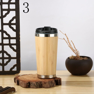 Gobelet isotherme en acier inoxydable, tasse de voyage en bambou, double paroi, anti-fuite, pour le bureau, cadeau - Product Image 5