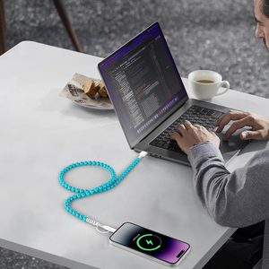 3.3FT bền màu xanh màu xanh lá cây màu ngọc lam hạt sạc đính cườm USB C loại cho xe hơi và máy tính - Product Image 4