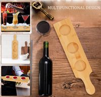 Plateau de service BH à 3 compartiments en bois de bambou, planche de dégustation avec bases rondes de 2,17 pouces de diamètre pour verres à whisky, bière et autres boissons