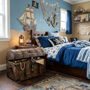 Coffre <span class=keywords><strong>au</strong></span> <span class=keywords><strong>trésor</strong></span> pirate en bois de style antique avec quincaillerie en laiton - Grand coffre de rangement décoratif pour jouets et décoration intérieure - Product Image 5