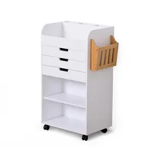 文件柜3-抽屉，带开放式储物架和轮子的办公柜，滚动木柜客厅