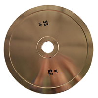 Plaques de musculation calibrées 35 lb, qualité compétition professionnelle, plaqué titane doré, finition polie, anti-rouille