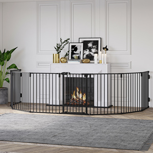 PawHut Barrière de sécurité pliable à 8 sections, barrière pour chien en acier, système autobloquant et de verrouillage, noir - Product Image 2