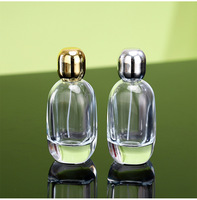 Flacon pulvérisateur de parfum en verre transparent rechargeable, atomiseur de parfum avec capuchon en métal lourd, conception de logo personnalisé, sérigraphie cosmétique