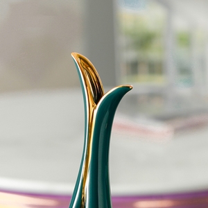 Jarrón de Flores en Forma de Gota de Agua con Borde Dorado, Jarrones Modernos de Cerámica, Decoración Nórdica para el Hogar, Hotel, Mesa - Product Image 5