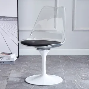 ריהוט סלון PP אוכל כיסא צבעוני שקוף כיסא שקוף עם מושב מחשב וכרית PU אחורית