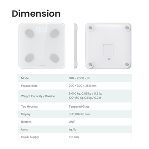 Tuya 앱으로 TRANSTEK 396lbs 180kg 화이트 블랙 무선 디지털 스마트 BMI 스케일 건강 모니터 체지방 스케일 - Product Image 6
