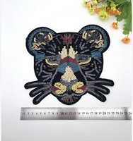 Appliques tête de léopard faites main de haute qualité, broderie à grandes paillettes pour vêtements et chapeaux, à coudre ou thermocollantes, en feutre non tissé