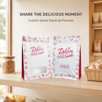 Sachet alimentaire personnalisé imprimé avec fenêtre et fermeture éclair, idéal pour les noix et bonbons, emballage de qualité alimentaire, vente en gros, marque privée OEM