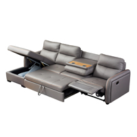 Canapé-lit sectionnel moderne multifonctionnel en forme de L avec rangement, chaise longue et table rabattable avec porte-gobelets, canapé inclinable – Vente en gros