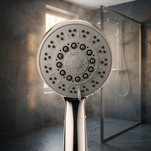 Ensemble de pommeau de douche moderne en acier inoxydable avec design multi-jets pour économie d'eau et finition argentée - Product Image 1