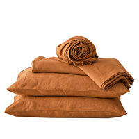 Fabricant vente en gros personnalisé Orange King Size USA lin français drap housse housse de couette avec taies d'oreiller