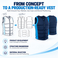 Gilet de protection personnalisé pour adulte avec fermeture éclair frontale, rembourrage en néoprène avant et arrière pour le wakeboard et les sports nautiques OEM ODM
