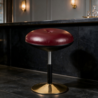 Tabouret de comptoir moderne sans dossier, design champignon, assise rembourrée douce, pivotant à 360°, hauteur réglable, base métallique pour la maison