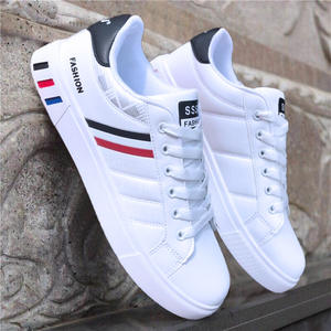 Chaussures Blanches Plates en <span class=keywords><strong>Cuir</strong></span> Tendance pour Hommes, Légères, de Sport et de Loisirs, de Course avec Bout Décontracté et Semelle Intérieure en PU - Product Image 4