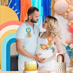 Voici la ceinture de maternité pour la fête prénatale avec épingles de corsage « Future maman » et « Future <span class=keywords><strong>papa</strong></span> », ceinture ventrale florale style bohème rétro pour la grossesse - Product Image 6
