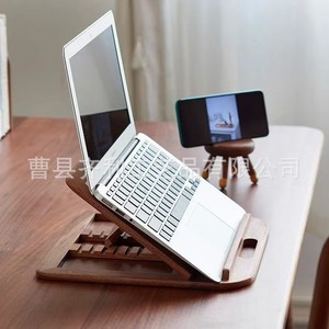 Wooden Laptop <b>Stand</b> Solid Wood Foldable Height Adjustable Cooling Rack <b>For</b> <b>Tablet</b> And Laptop Desktop Support - Product Image 4