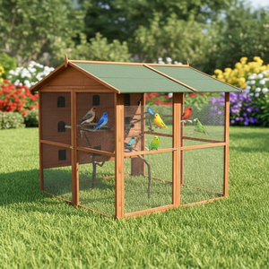 SDB008 Grande volière en bois sur pied pour perroquets et pigeons, nidification, mobilier pour animaux de compagnie, toit en asphalte imperméable - Product Image 4