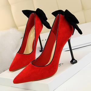 Escarpins à talons hauts pour femmes, chaussures de mode pour femmes, talons aiguilles, bouche peu profonde, bout pointu, nœud papillon à l'arrière, chaussures pour femmes - Product Image 3