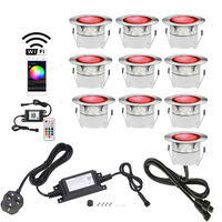 Kit de 10 lampes LED RGB WIFI Tuya de 45 mm, haute luminosité, pour terrasse, jardin, sol, éclairage paysager extérieur, pour escalier, patio, jardin, sol