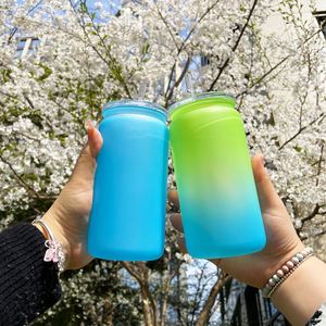 Bpa Free Colorful Kids 16Oz Can Shaped Cans <b>Cups</b> With Acrylic <b>Lids</b> <b>and</b> <b>Straws</b> for Uv Dtf Wraps - Product Image 3