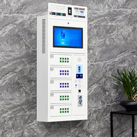 Estación de Carga con Cerradura Electrónica Operada por Monedas, 5 Compartimentos, para Teléfonos, Uso Público Seguro, Certificación CE, Metálica