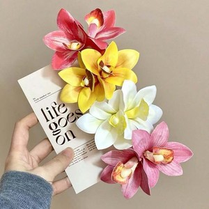 Pince à cheveux multicolore en forme d'orchidée Cymbidium artificielle, grande épingle florale pour coiffures de plage et Hanfu, accessoires capillaires pour femmes - Product Image 1