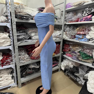 2025 estate nuova moda <span class=keywords><strong>blu</strong></span> fasciante elegante abito lungo Sexy con scollo a V - Product Image 2