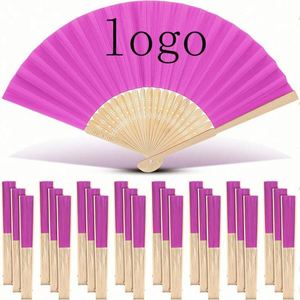 Éventail pliant en bambou de 21 cm avec logo personnalisé, motif artisanal, pour mariage, événement professionnel, fête, couleur personnalisée, classique - Product Image 3