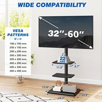 Support TV sur pied YOMI 32-60 pouces, pivotant, réglable en hauteur, base en acier allié, gestion des câbles pivotante à 70°, VESA 400x400, pour salon