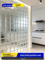 Mur de cloison en briques de verre carrées avec motif cristal de glace, briques translucides ultra-blanches non transparentes