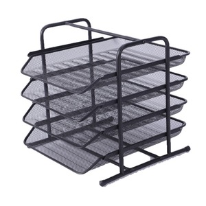 Metal 4 Tier <b>File</b> Tray 35x31.5x31cm Desktop Storage Rack Document <b>Organizer</b> Office Supplies - Product Image 1