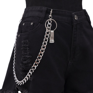 โซ่คล้องกางเกงโลหะชั้นเดียวสุดเก๋พร้อมจี้พู่ห้อยวงกลมสำหรับสวมใส่ทุกวัน เครื่องประดับแฟชั่นฮิปฮอป - Product Image 2