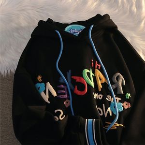 Áo len trơn mùa đông, áo hoodie cá nhân hóa, chất liệu cotton dày, áo hoodie rộng thùng thình, áo hoodie đôi nam - Product Image 3