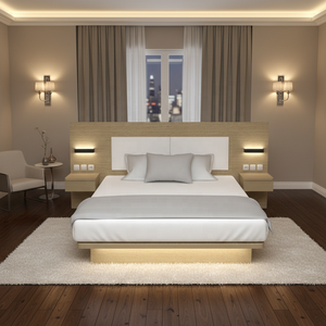 Cama de Lujo de Madera Maciza Tamaño King Size Diseño para Hotel de Negocios con Cabecero para Proyecto de Mobiliario <span class=keywords><strong>Holiday</strong></span> Inn Base de Colchón Comercial - Product Image 3