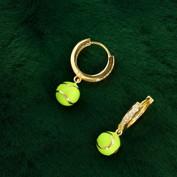 Boucles d'oreilles tennis plaquées or K sur argent, résistantes au ternissement, longue durée, thème sportif, cadeaux pour meilleurs amis et couples
