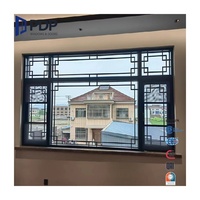 Ventana Abatible de Estilo Chino, Directamente de Fábrica PDP, para Casa, Hotel, Vidrio Templado, Impermeable, Aleación de Aluminio, Estilo Antiguo