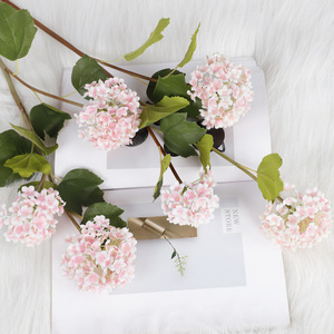 QIHAO <b>Artificial</b> <b>Hydrangea</b> Flower 3-Pronged Silk High Simulation Green White For Wedding Home Decor - Product Image 4